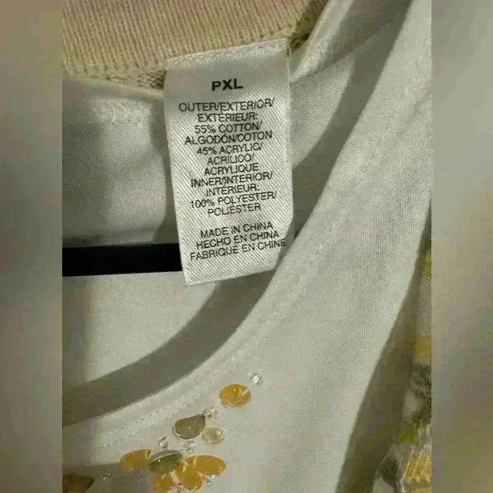 Women’s XLp Alfred Dunner cardigan and top EUC yellow/gray/white